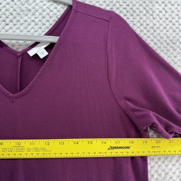 J Jill Dress Womens M Purple Maxi Dress A-Line Pockets V-Neck Short Sleeve - Picture 10 of 13